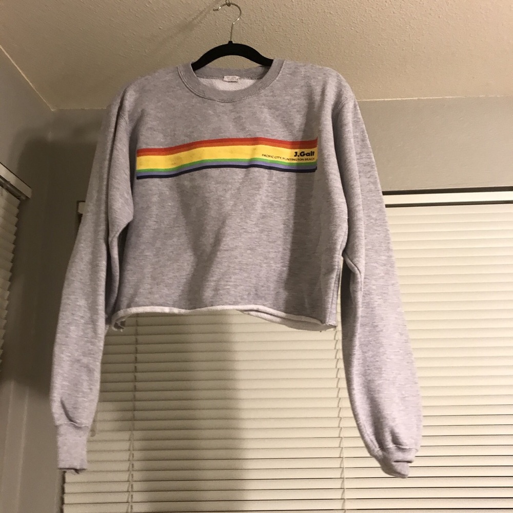 pacsun john galt grey cropped sweatshirt